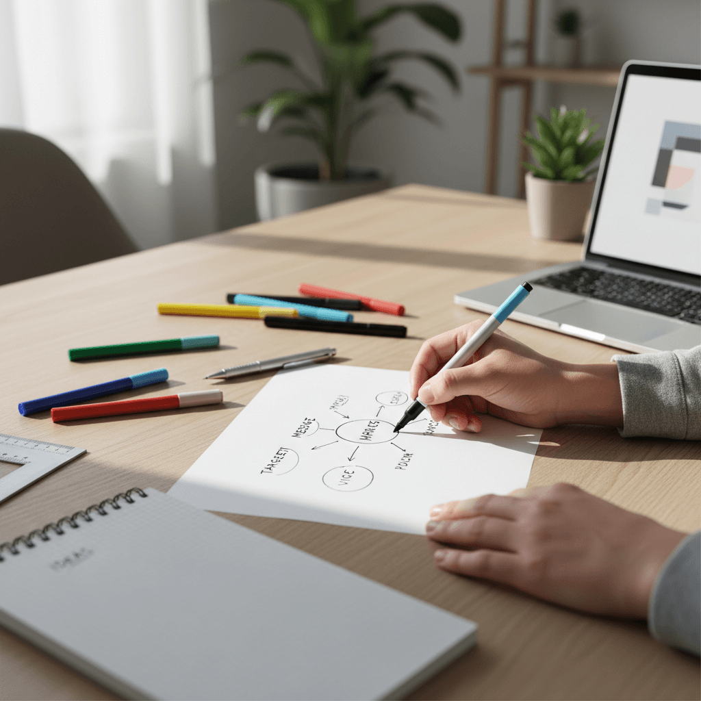 Hand sketching a marketing funnel strategy on a whiteboard